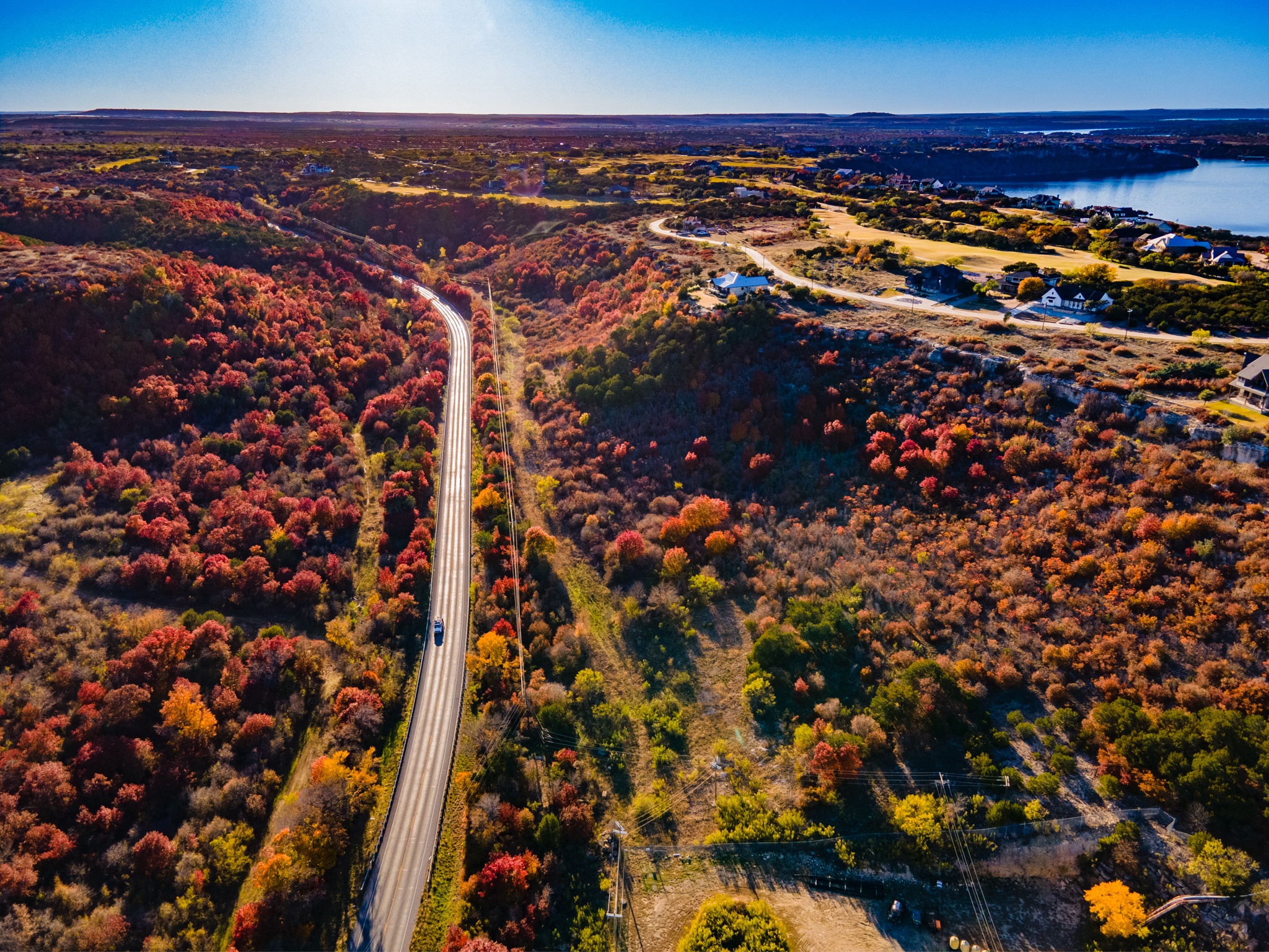 The Cliffs Resort and Hwy 16 in fall colors.