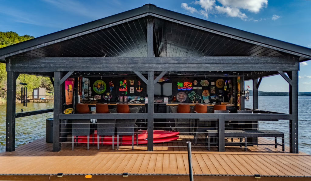 Tiki bar on an Upper Burma dock
