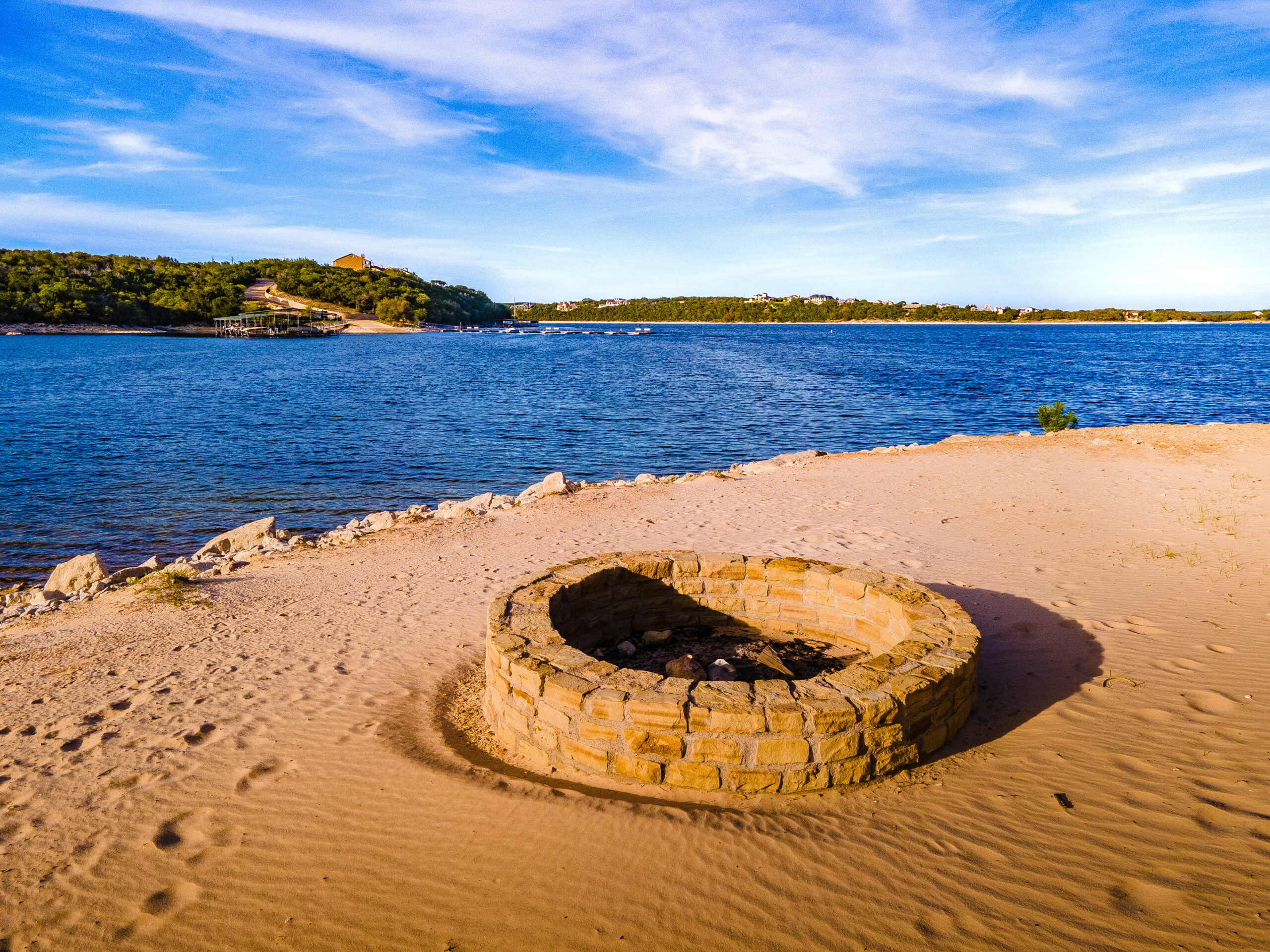 Fire pit located on the beach of the community park in The Cliffs resort