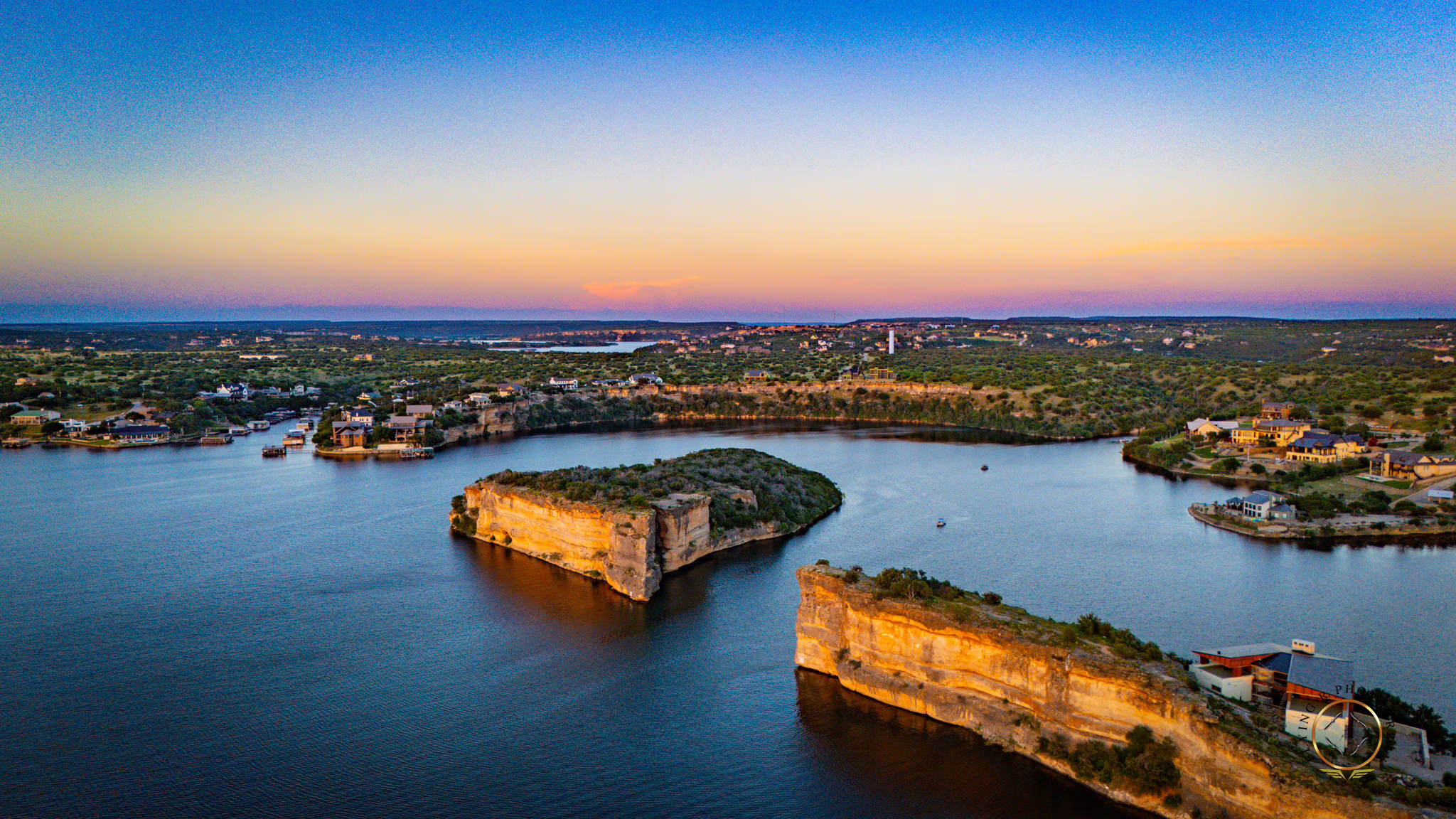 Deep water at Hell’s Gate on Possum Kingdom Lake at sunset